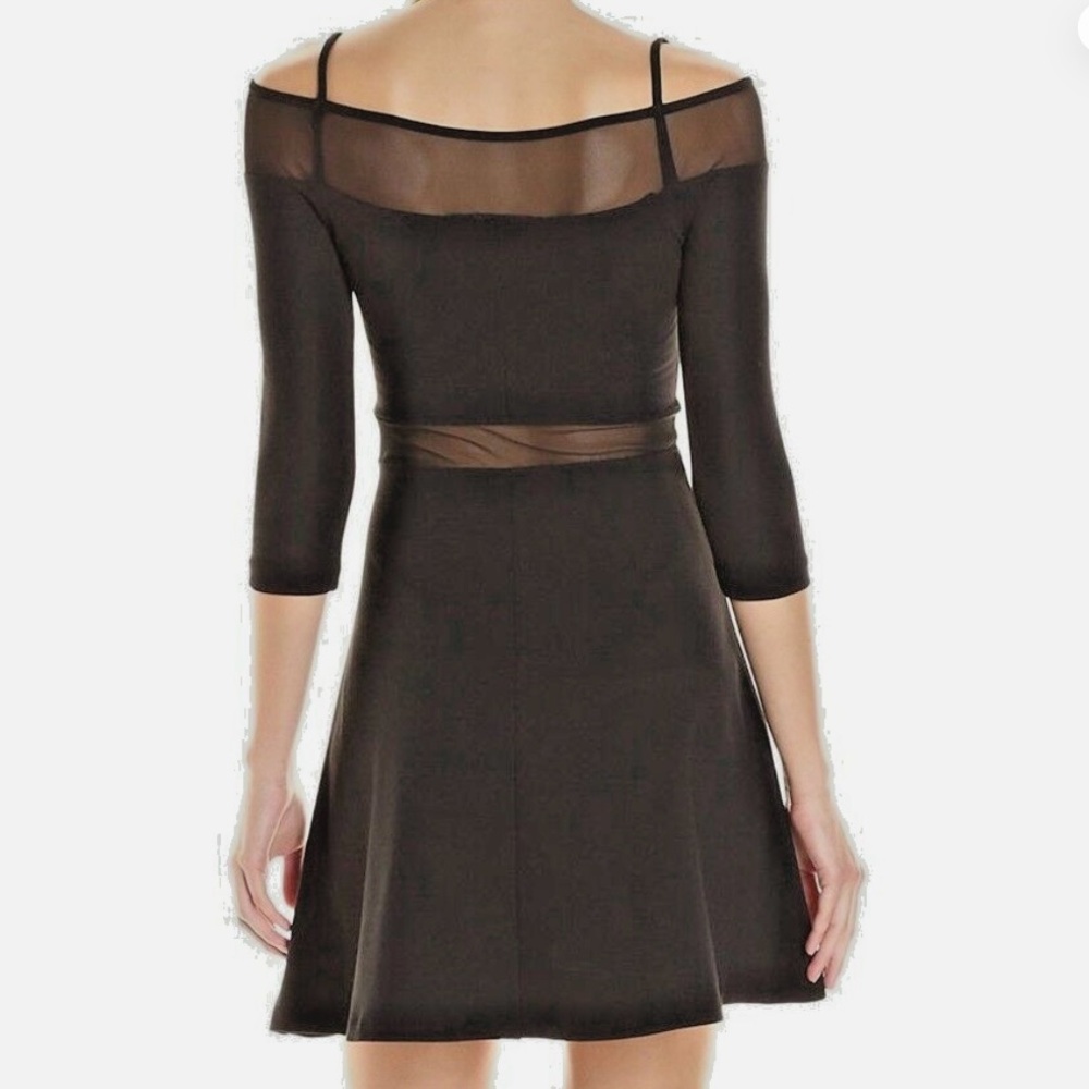 French Connection Black Mesh-Inset Mini Dress - Picture 2 of 11